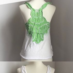 Free People Racerback Tank Size. Green and White.